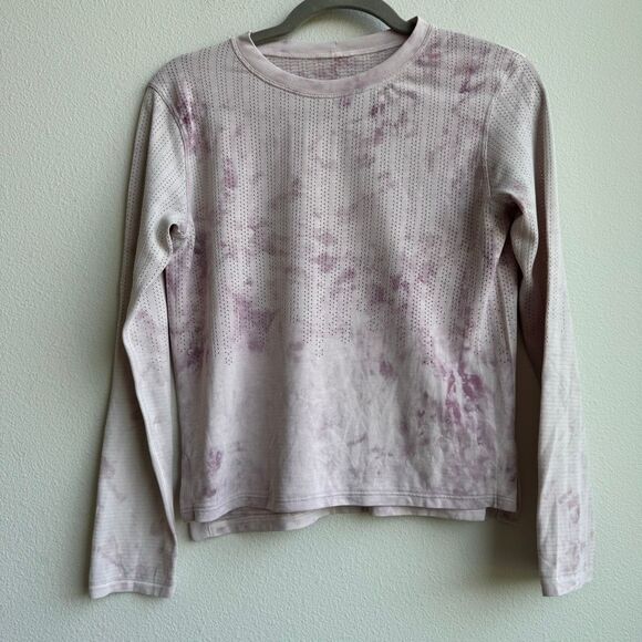 Lululemon Train to Be Long Sleeve Sheer Cloud Tie Dye Pink Perforated SZ 4? 6? - Picture 1 of 4